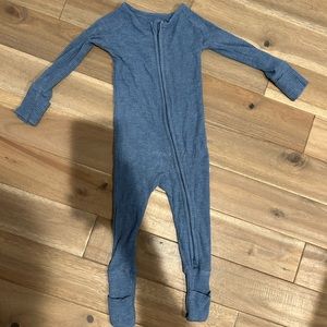 Little Sleepies Heather Blue Ribbed Bamboo Viscose Zippy - 6-12 Months